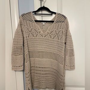 J. Jill Crochet Tan Cotton Top